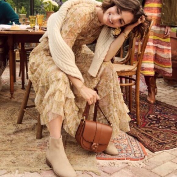 Cole Haan Hampshire Buckle Tan Suede Ankle Boots Minimalist Scandinavian Size 7 - Picture 1 of 6